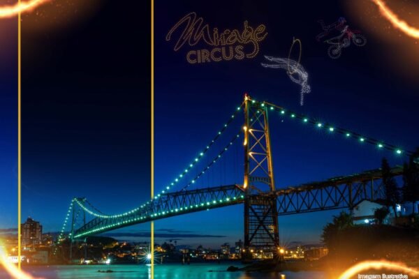 Mirage Circus apresenta show inédito de drones e Globo da Morte na Ponte Hercílio Luz, em Florianópolis